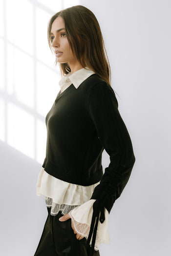 Bennet Double Layer Sweater in Black