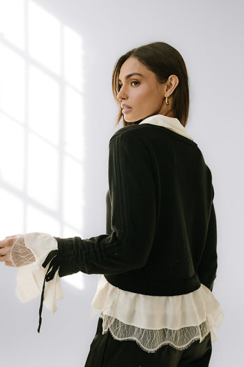 Bennet Double Layer Sweater in Black