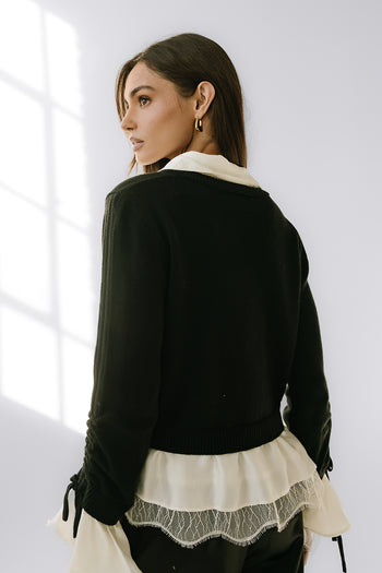 Bennet Double Layer Sweater in Black