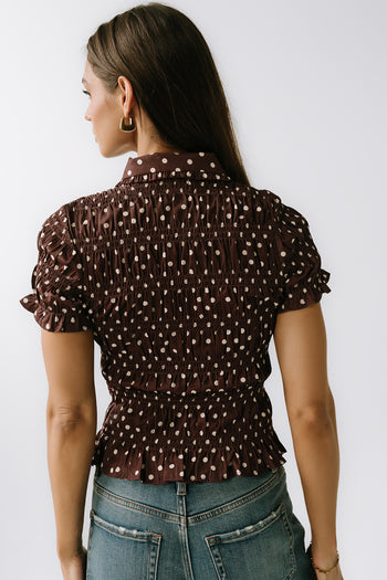 Kreyton Polka Dot Blouse in Dark Brown - FINAL SALE