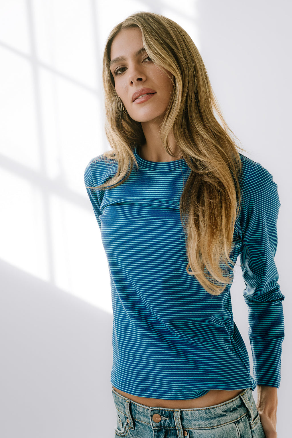 Makayla Shirt in Striped Cobalt - FINAL SALE