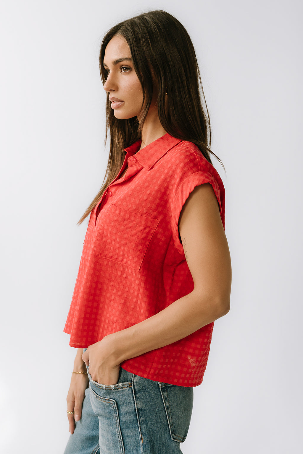 Isla Sheer Blouse in Red - FINAL SALE