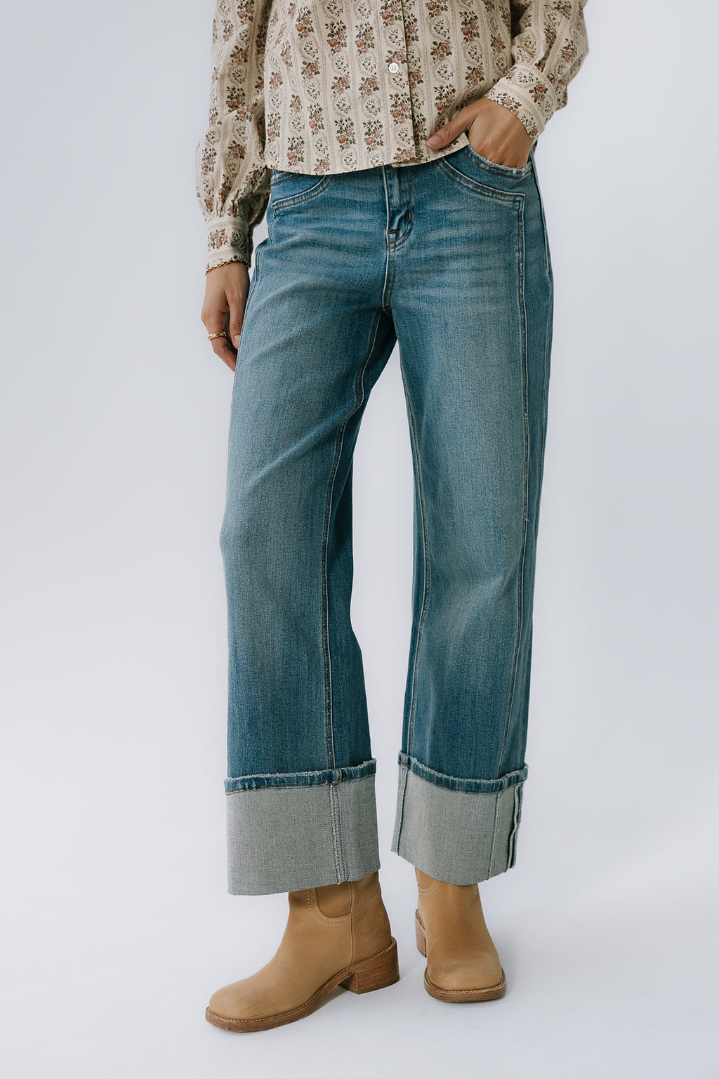 Fenna Cuffed Wide Leg Jeans