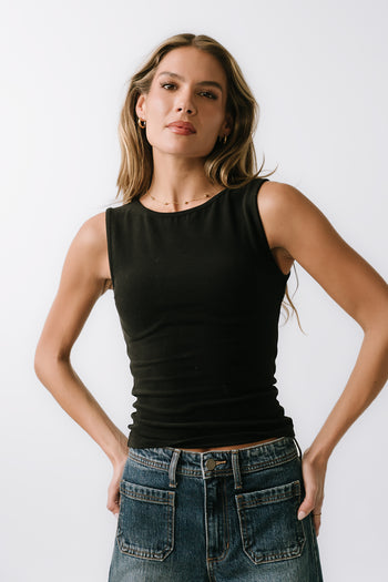 Alder Fitted Tank in Black