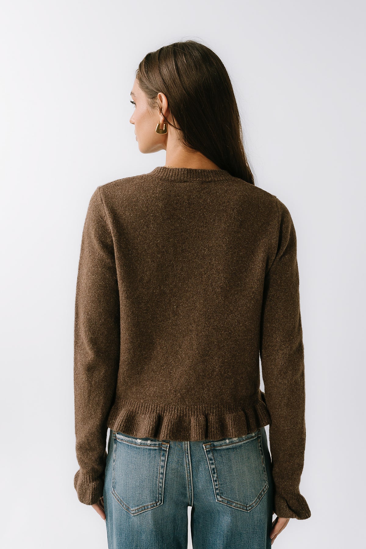 Sweater Mini Ruffle Rosie Ruffle Sweater in Brown - FINAL SALE