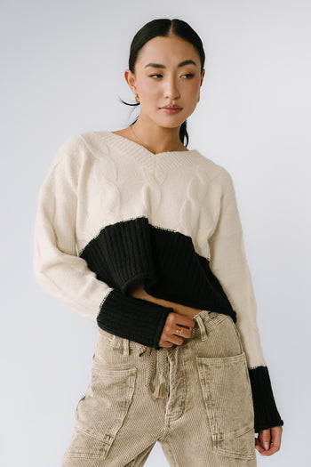 Beckham Cable Knit Sweater in Oatmeal