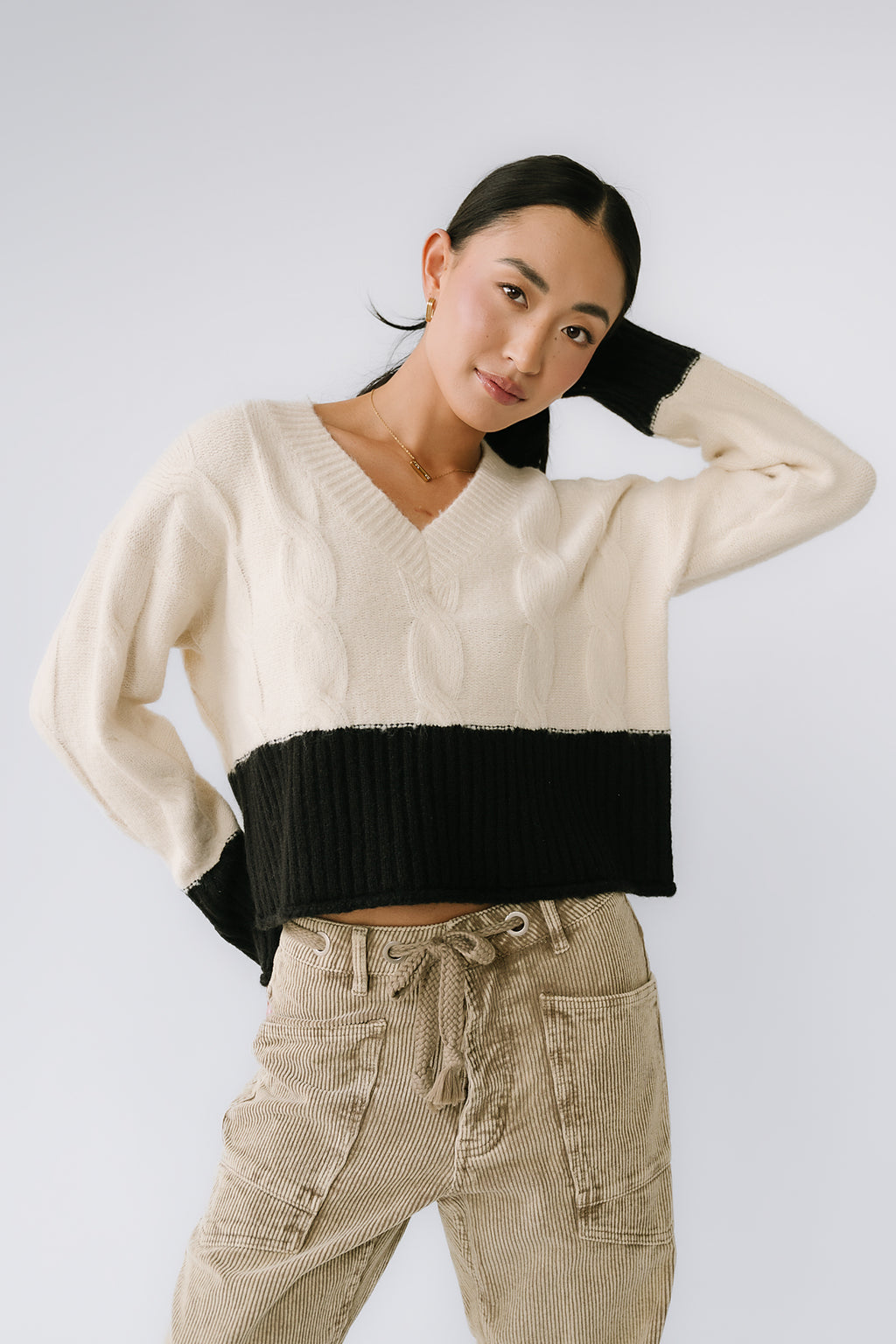 Beckham Cable Knit Sweater in Oatmeal