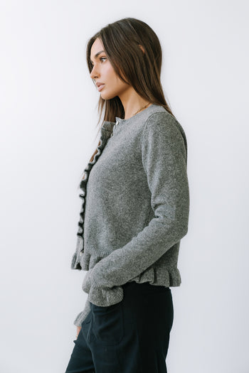 Rosie Ruffle Sweater in Heather Grey - FINAL SALE
