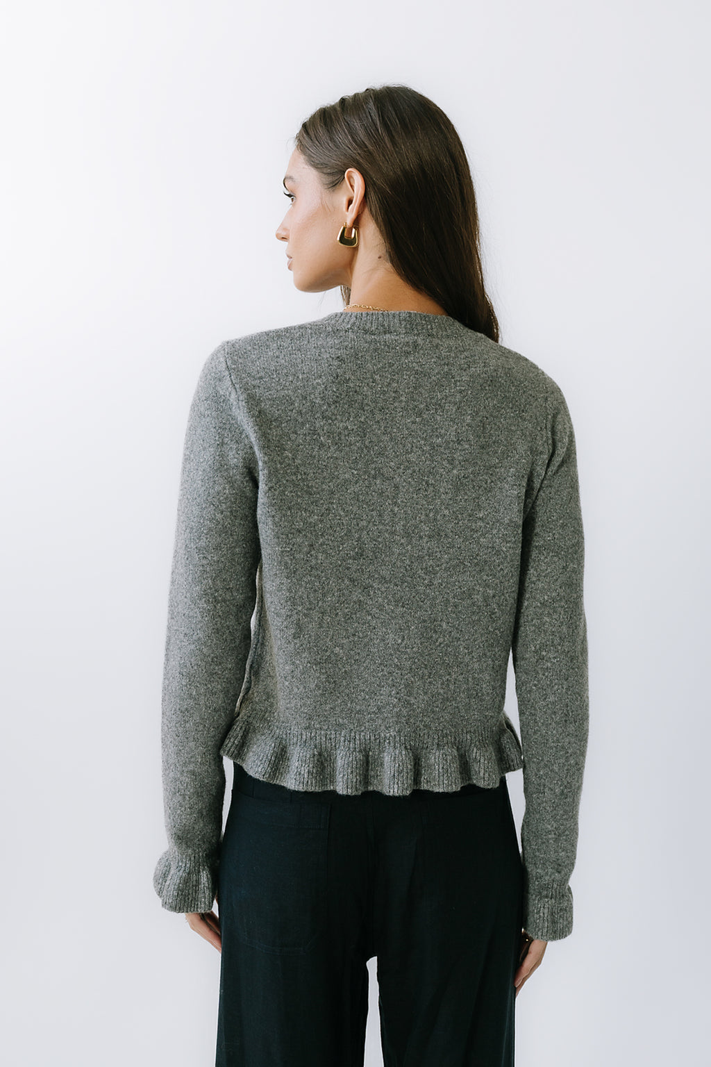 Rosie Ruffle Sweater in Heather Grey - FINAL SALE