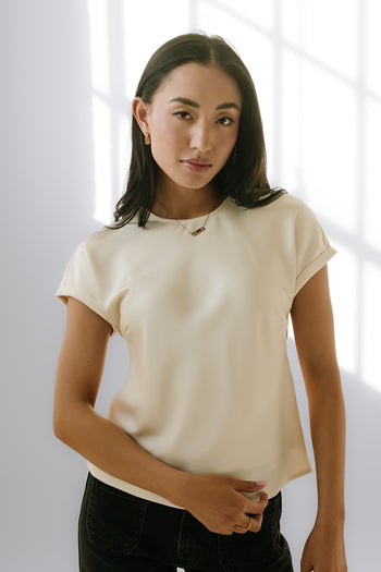 Marvin Satin Blouse in Cream - FINAL SALE