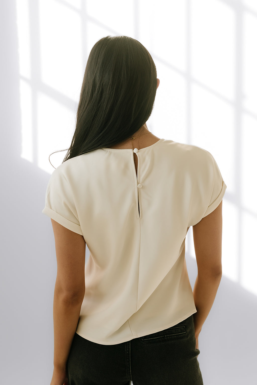 Marvin Satin Blouse in Cream - FINAL SALE