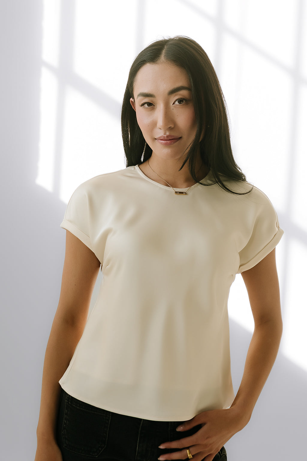 Marvin Satin Blouse in Cream - FINAL SALE