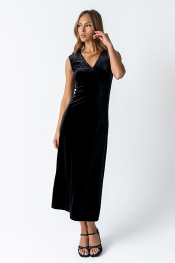 Kalani Velvet Maxi Dress in Black - FINAL SALE