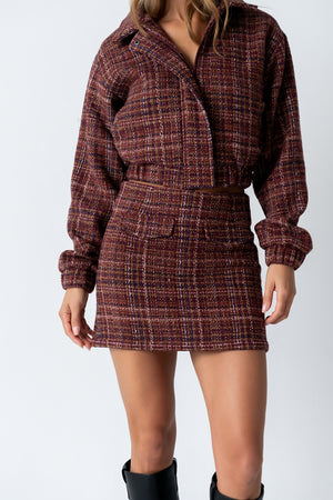 Finley Tweed Mini Skirt in Red