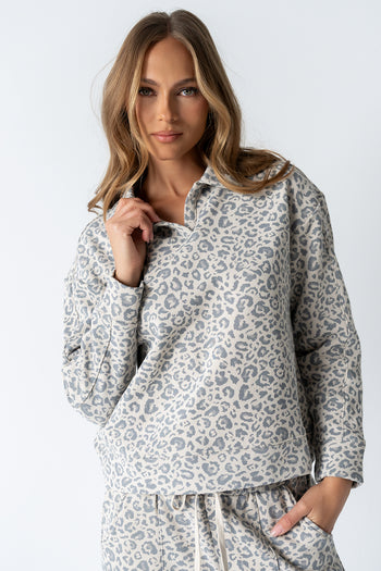 Patricia Collared Sweatshirt in Leopard - FINAL SALE