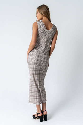 Jenna Plaid Blouse in Beige