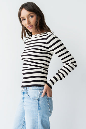 Waldorf Striped Top in Black