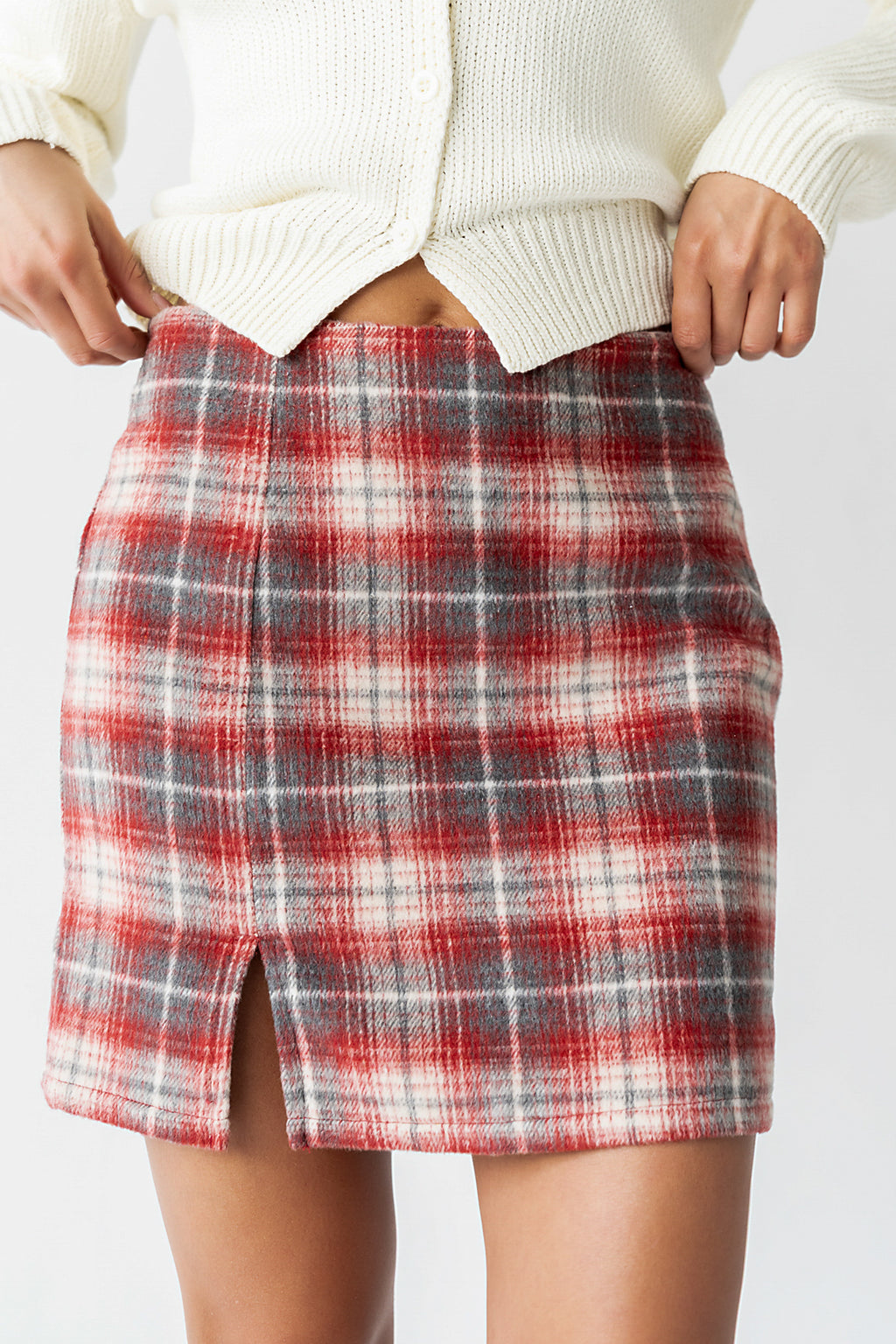 Callie Plaid Mini Skirt in Red - FINAL SALE