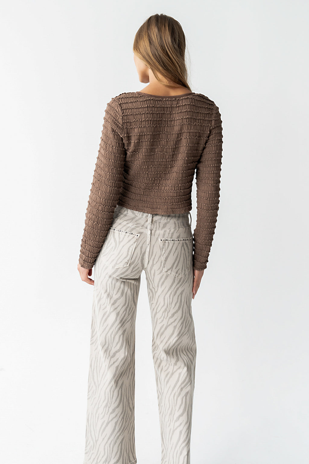 Jordy Textured Top in Brown - FINAL SALE