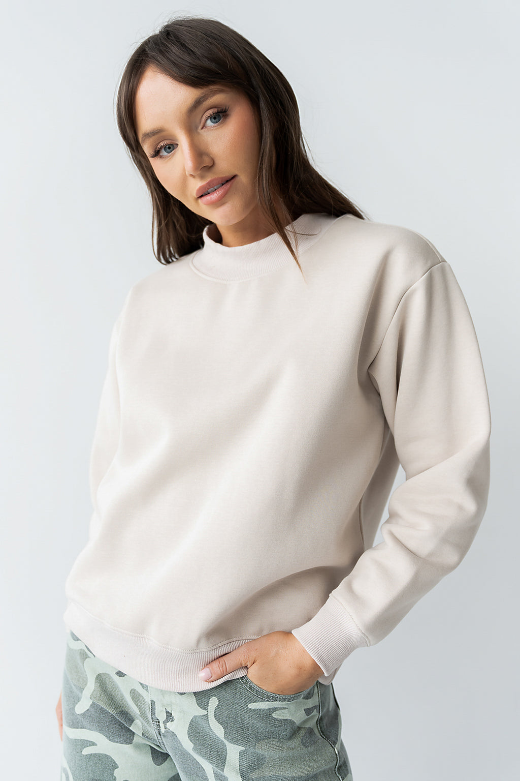Marie Oversized Sweatshirt in Beige - FINAL SALE