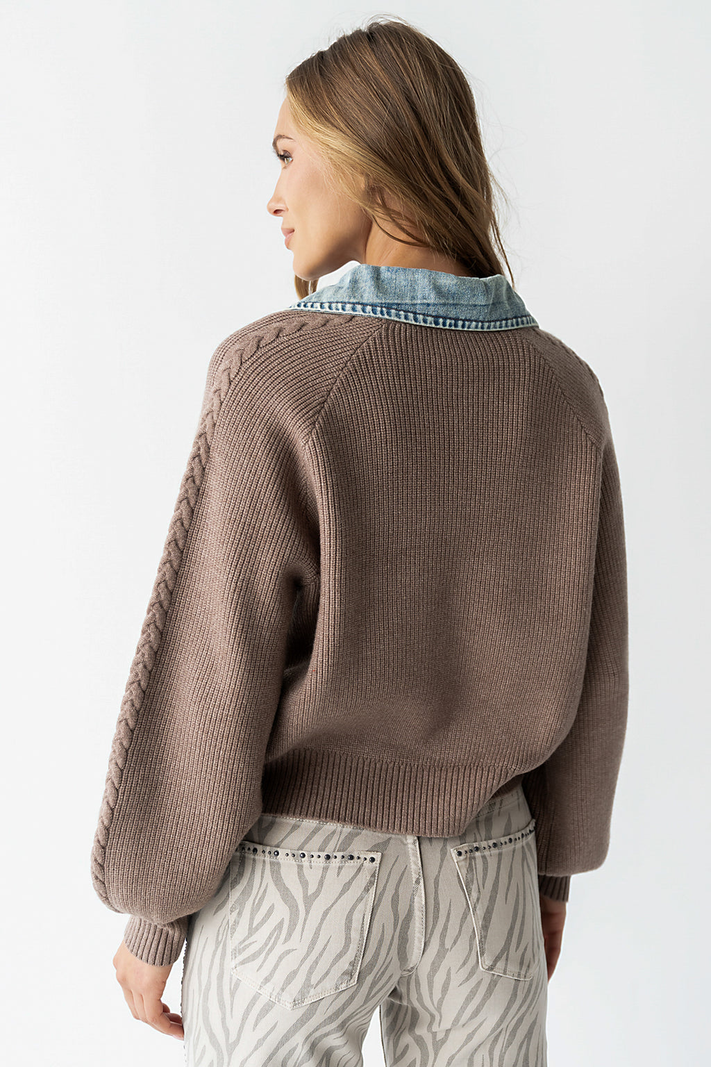 Melissa Contrast Sweater in Mocha - FINAL SALE