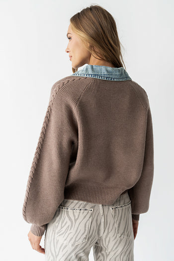 Melissa Contrast Sweater in Mocha - FINAL SALE