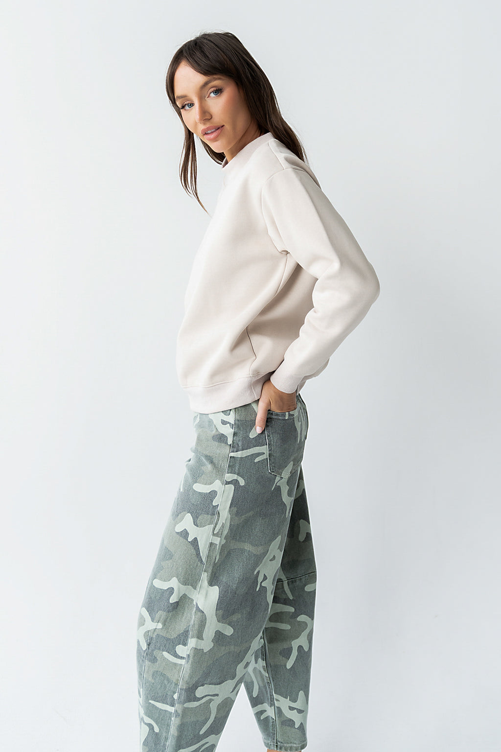 Marie Oversized Sweatshirt in Beige - FINAL SALE