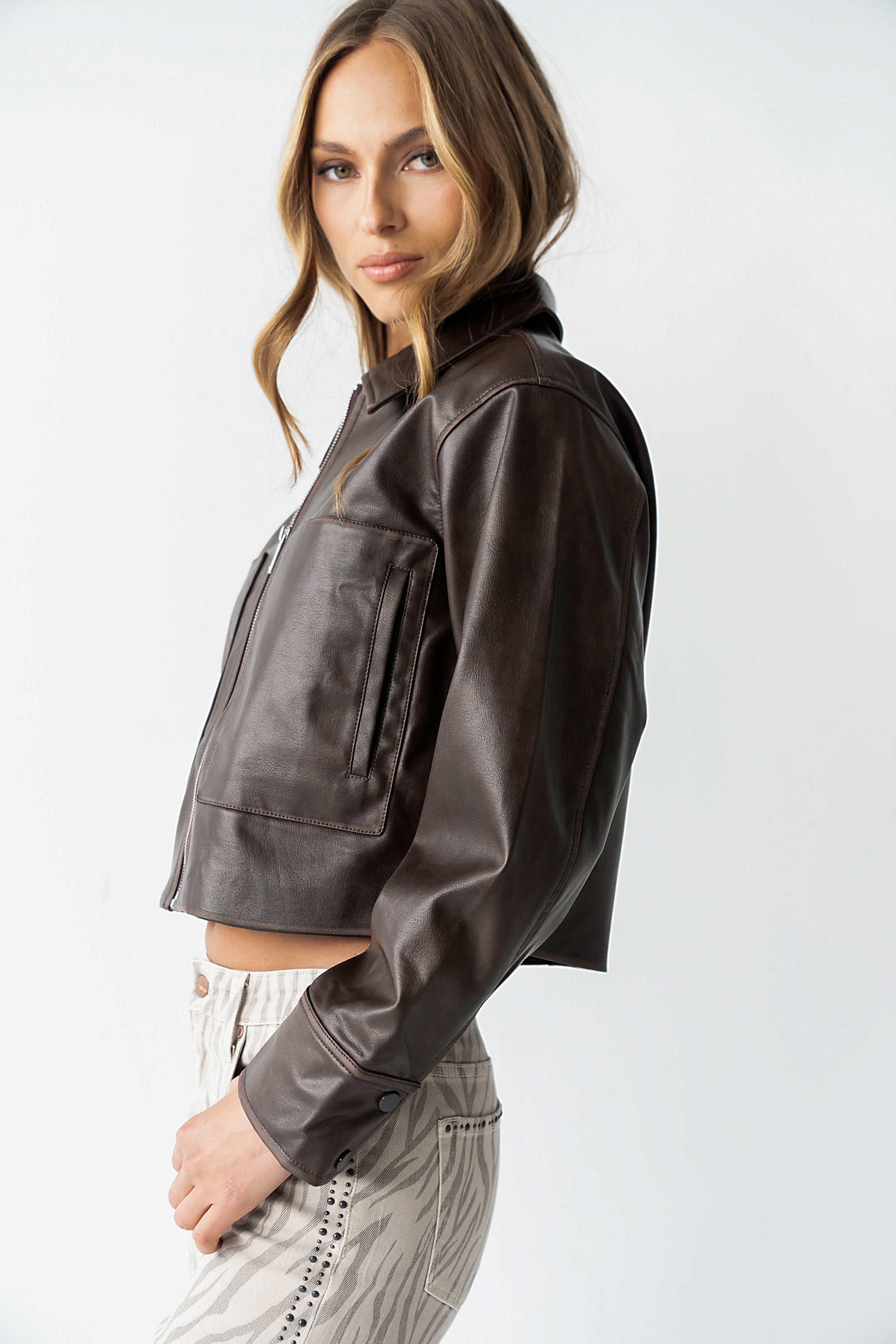 Poème Bohémienポエム・ボヘミアンGUIDIタンナーレザージャケット Jaymie Vegan Leather Jacket in Brown