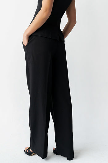 Carrie Pleated Trousers in Long Black