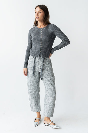 Paisley Printed Barrel Jeans