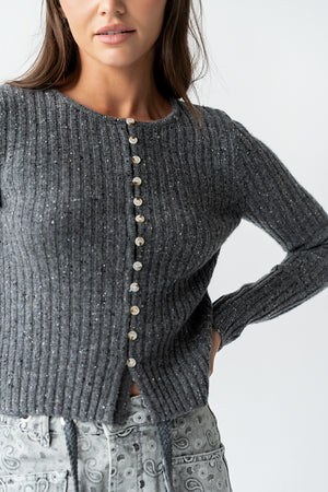 Hellen Knit Cardigan in Charcoal - FINAL SALE