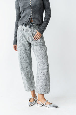 Paisley Printed Barrel Jeans