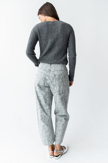 Paisley Printed Barrel Jeans