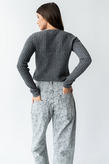Hellen Knit Cardigan in Charcoal - FINAL SALE