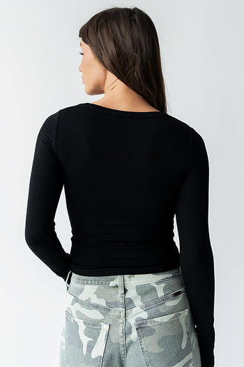 Audrey Ribbed Top in Black