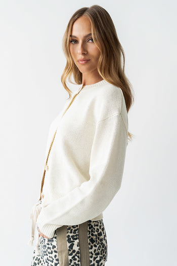 Kasen Knit Cardigan in Cream - FINAL SALE