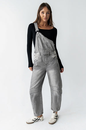 Tansy Denim Overalls in Grey
