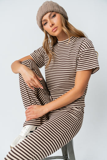 Jannet Striped Top in Brown