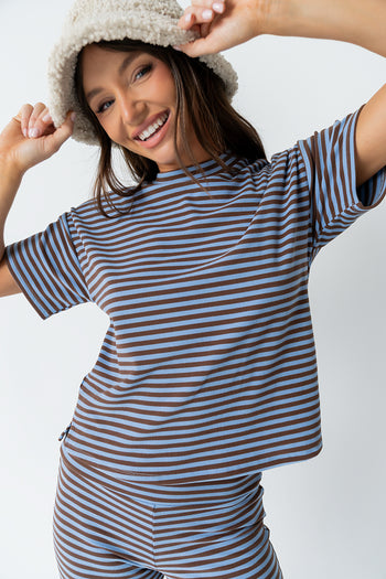Jannet Striped Top in Blue