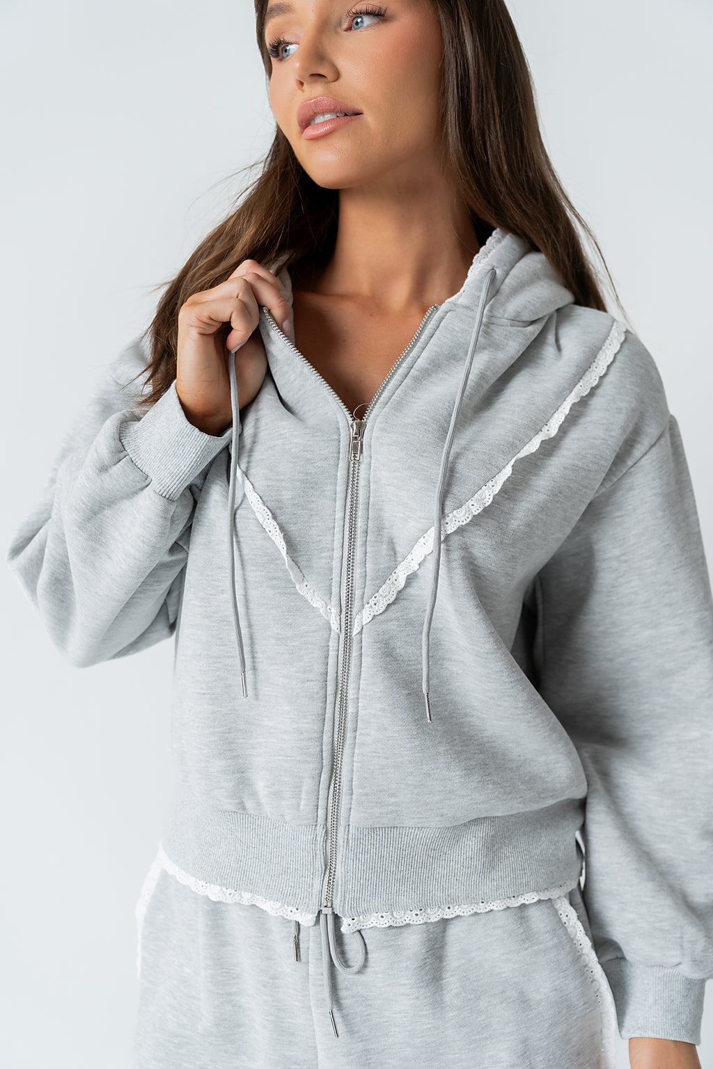Sydney Lace Trim Zip Up - FINAL SALE