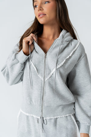 Sydney Lace Trim Zip Up - FINAL SALE