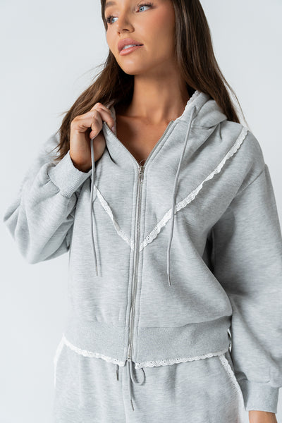 Sydney Lace Trim Zip Up - FINAL SALE