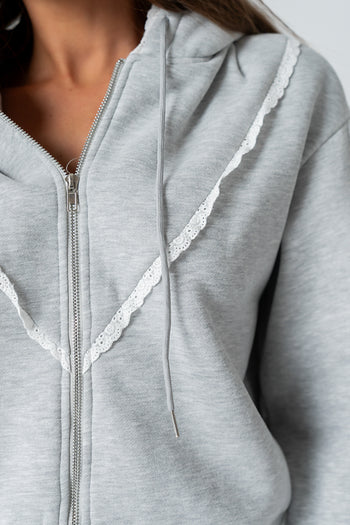 Sydney Lace Trim Zip Up - FINAL SALE