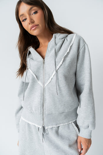 Sydney Lace Trim Zip Up - FINAL SALE