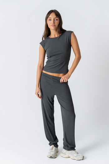 Jordanna Wide Leg Pants in Charcoal