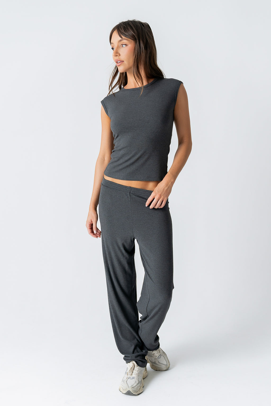 Jordanna Wide Leg Pants in Charcoal