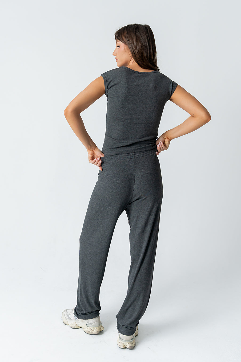 Jordanna Wide Leg Pants in Charcoal