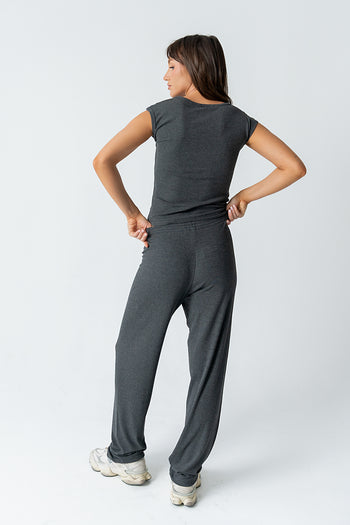 Jordanna Wide Leg Pants in Charcoal