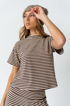 Jannet Striped Top in Brown
