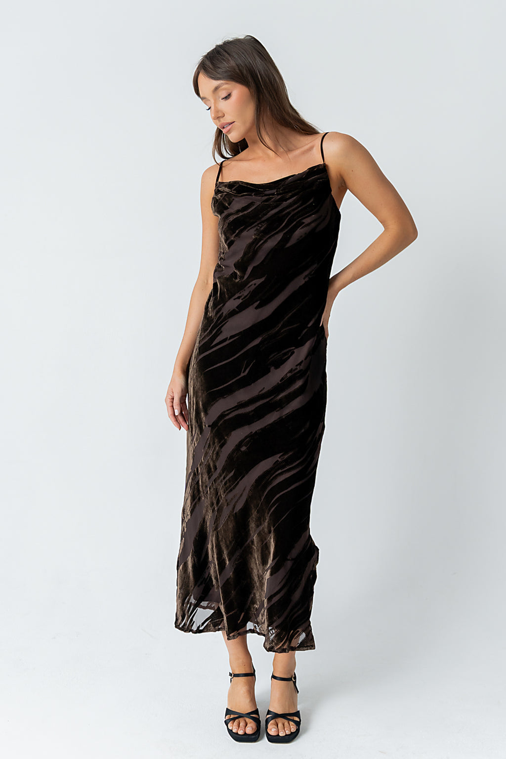chinese dress ladies böhme Hayden Velvet Maxi Dress in Brown